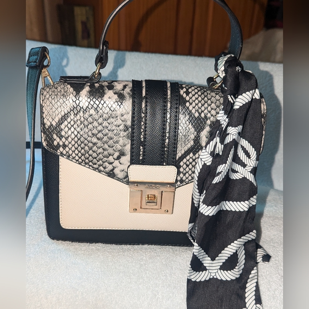 Aldo snake embossed shoulder crossbody bag.